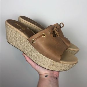 Sperry Platform Topsider Espadrille Wedges 9.5